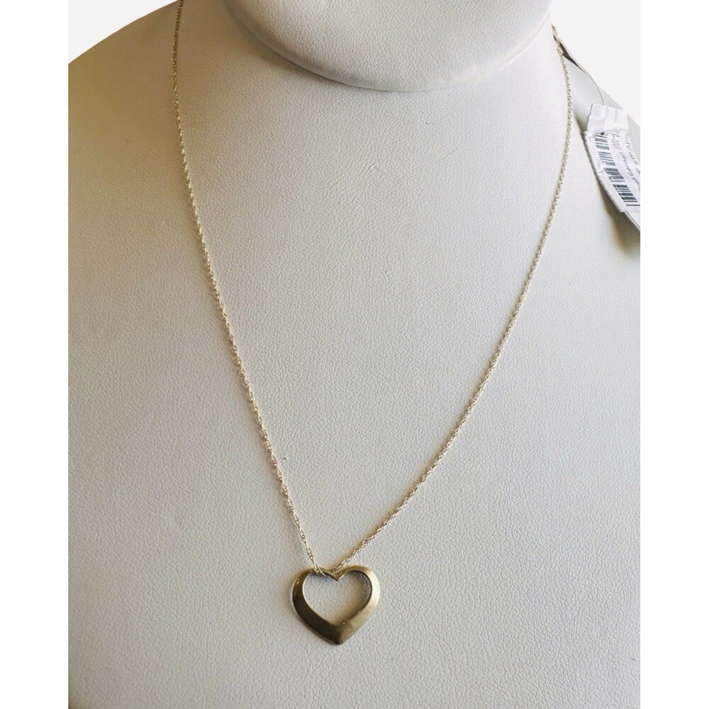 New Royal Chain 14K Solid Yellow Gold Open Heart Necklace 16" NWT 0.72g